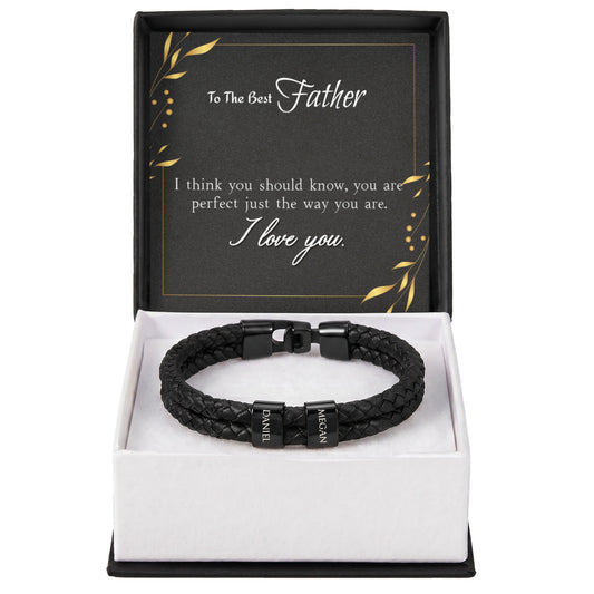 Custom Engraved Men's Name Bracelet With Message Card