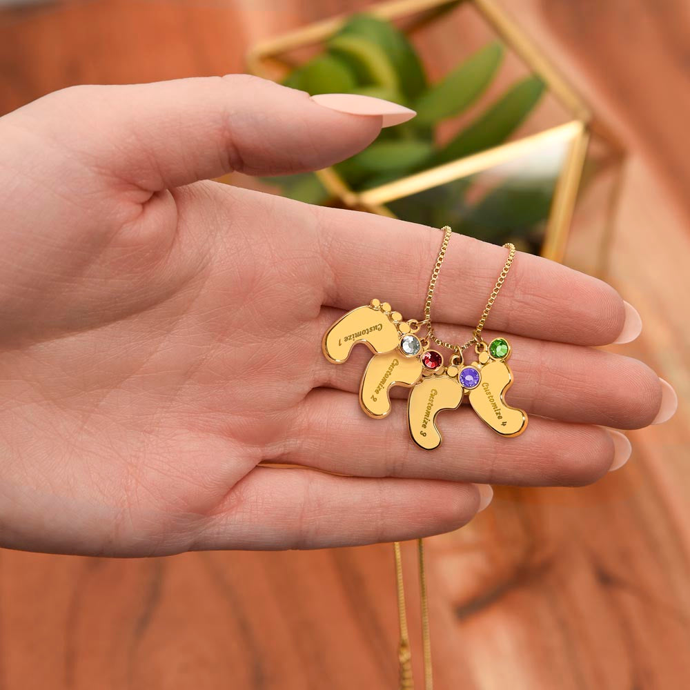 Custom Engraved Baby Feet Necklace