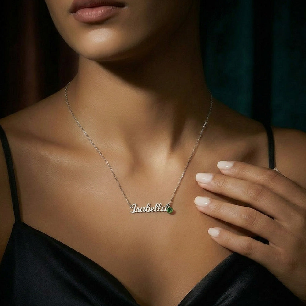 The Custom Birthstone Name Necklace