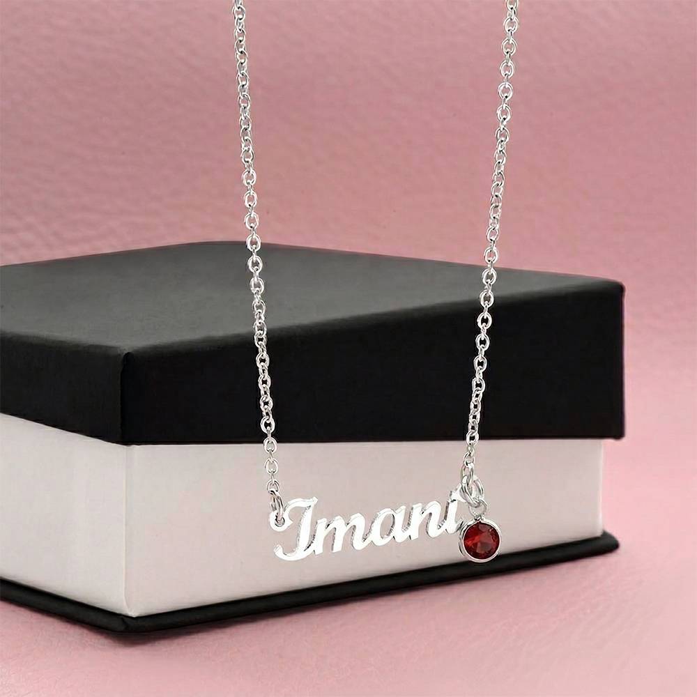 The Custom Birthstone Name Necklace
