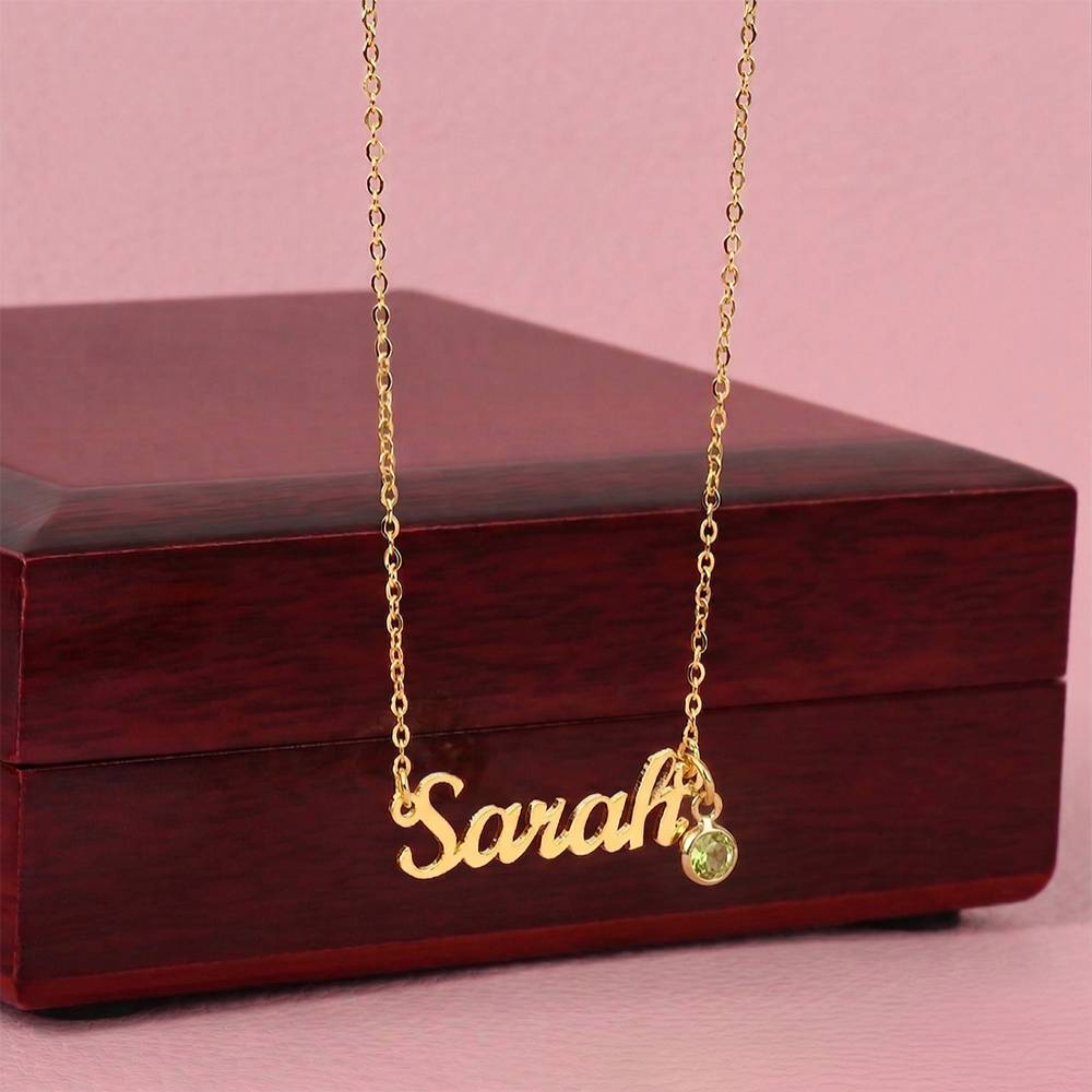 The Custom Birthstone Name Necklace