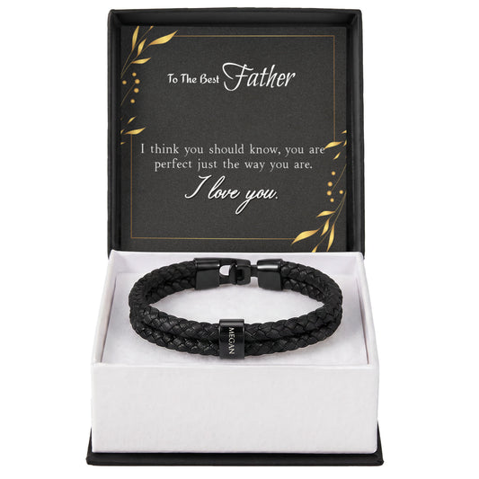 Custom Engraved Men's Name Bracelet With Message Card
