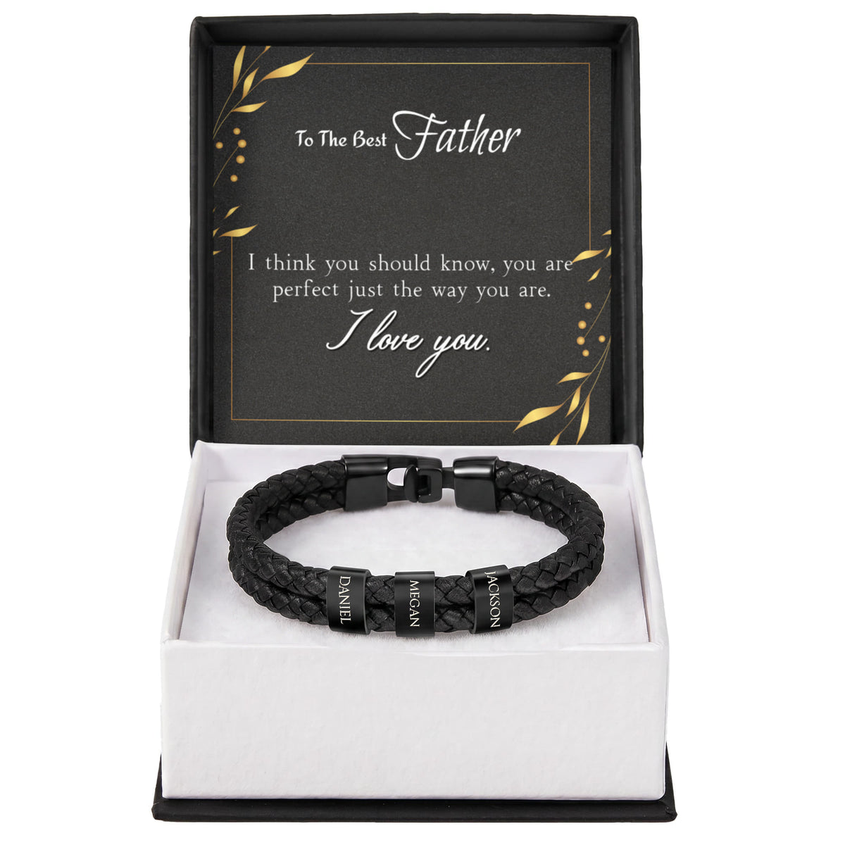 Custom Engraved Men's Name Bracelet With Message Card