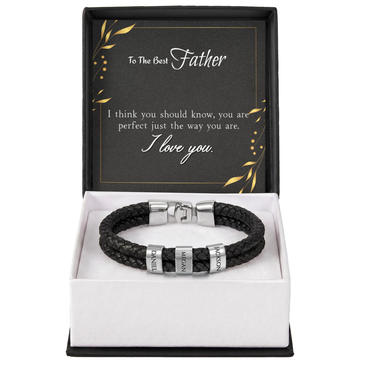 Custom Engraved Men's Name Bracelet With Message Card
