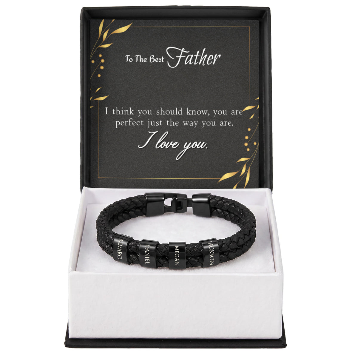 Custom Engraved Men's Name Bracelet With Message Card