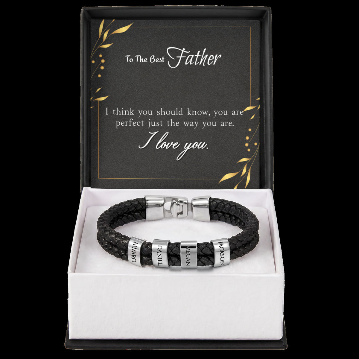 Custom Engraved Men's Name Bracelet With Message Card