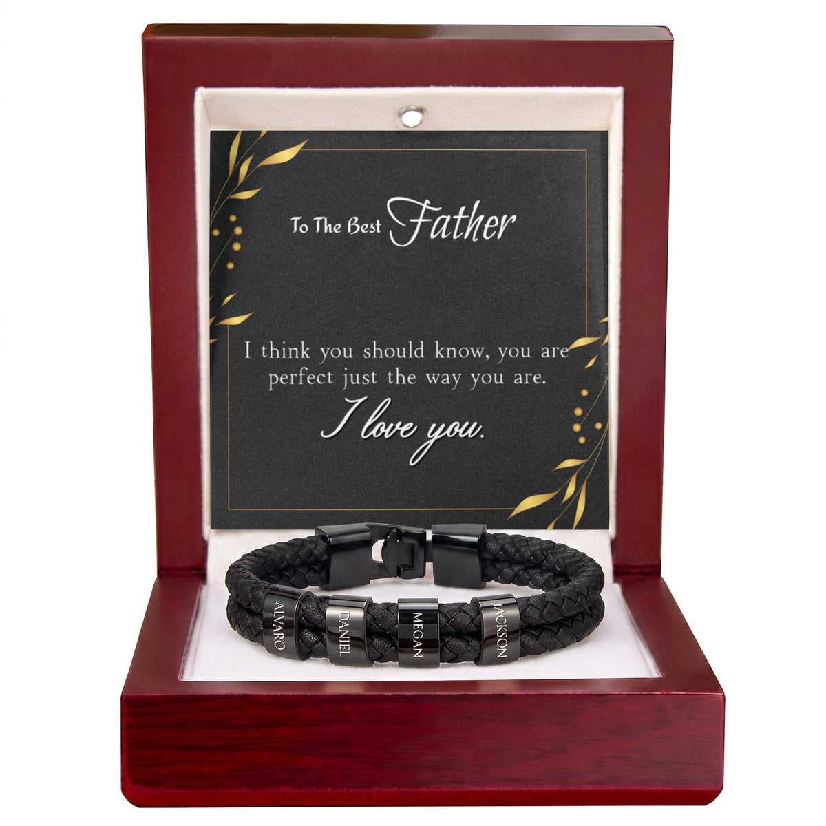 Custom Engraved Men's Name Bracelet With Message Card