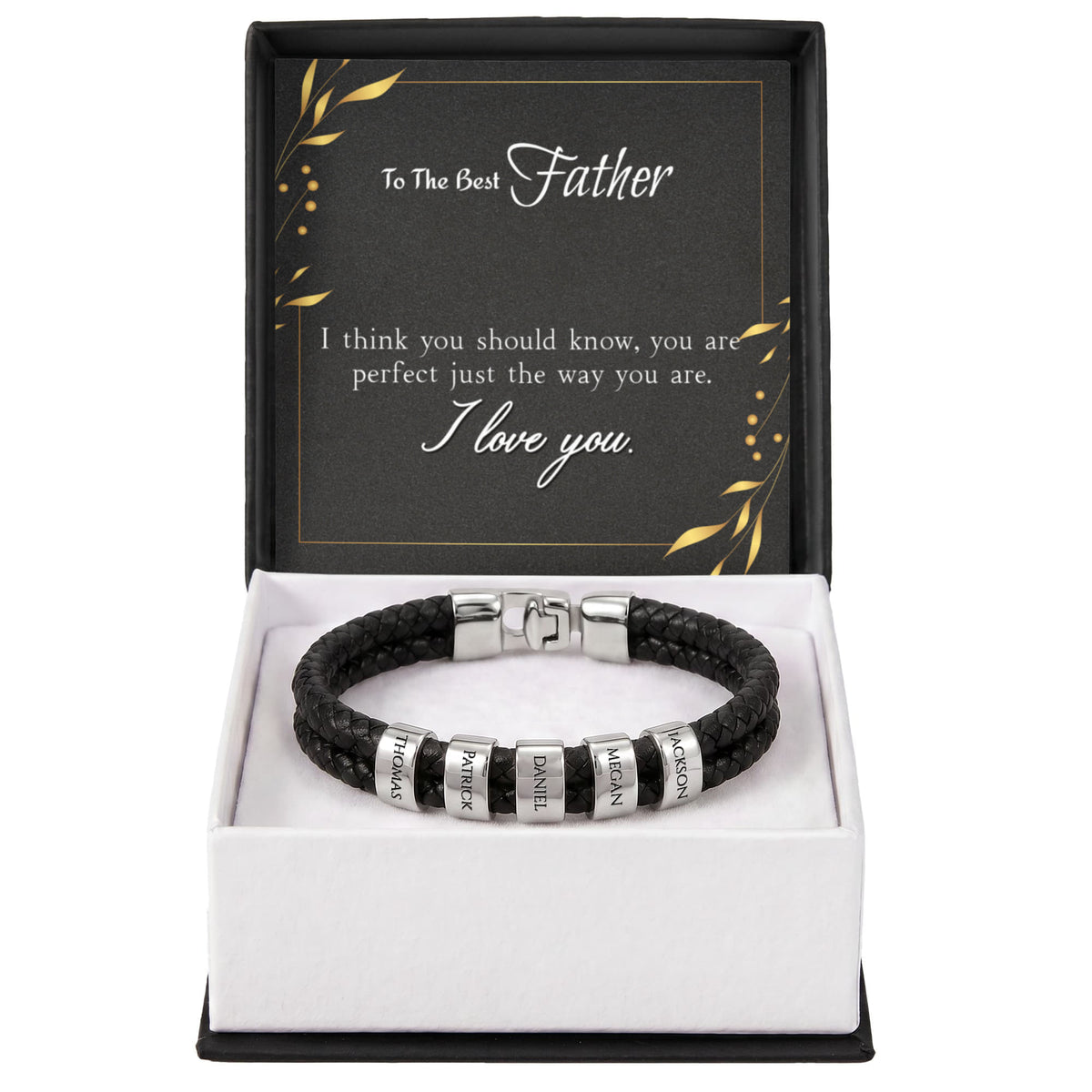 Custom Engraved Men's Name Bracelet With Message Card