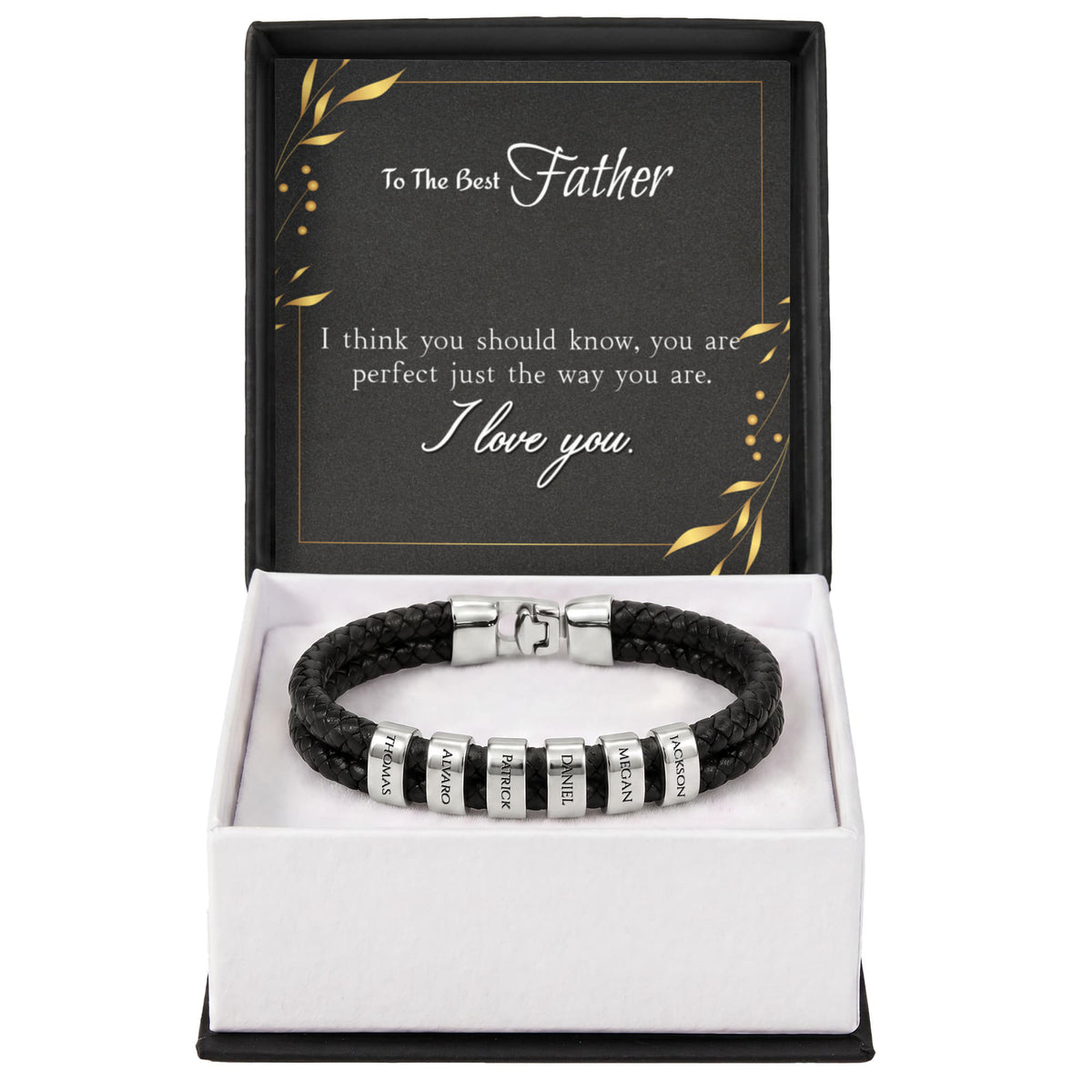 Custom Engraved Men's Name Bracelet With Message Card