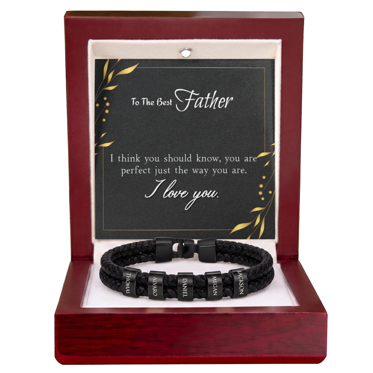 Custom Engraved Men's Name Bracelet With Message Card
