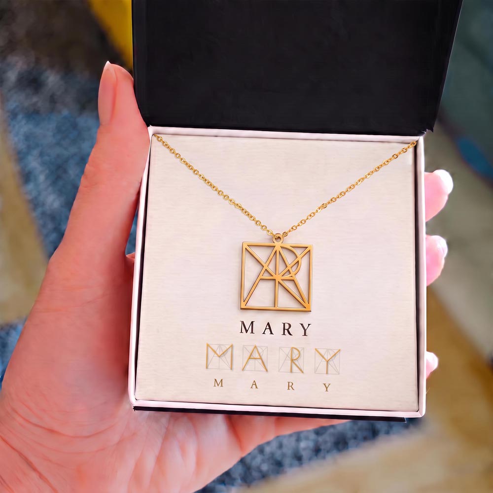 The Signature Geometric Secret Name Necklace