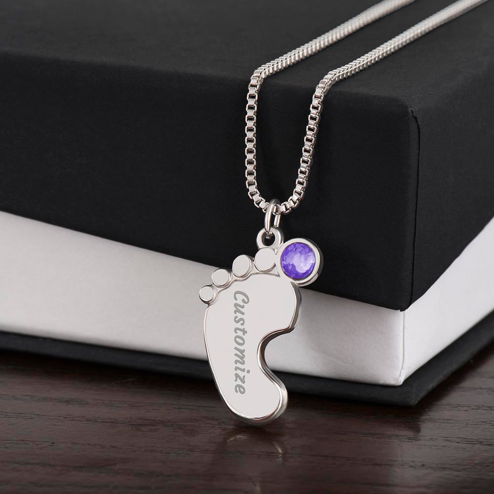 Custom Engraved Baby Feet Necklace