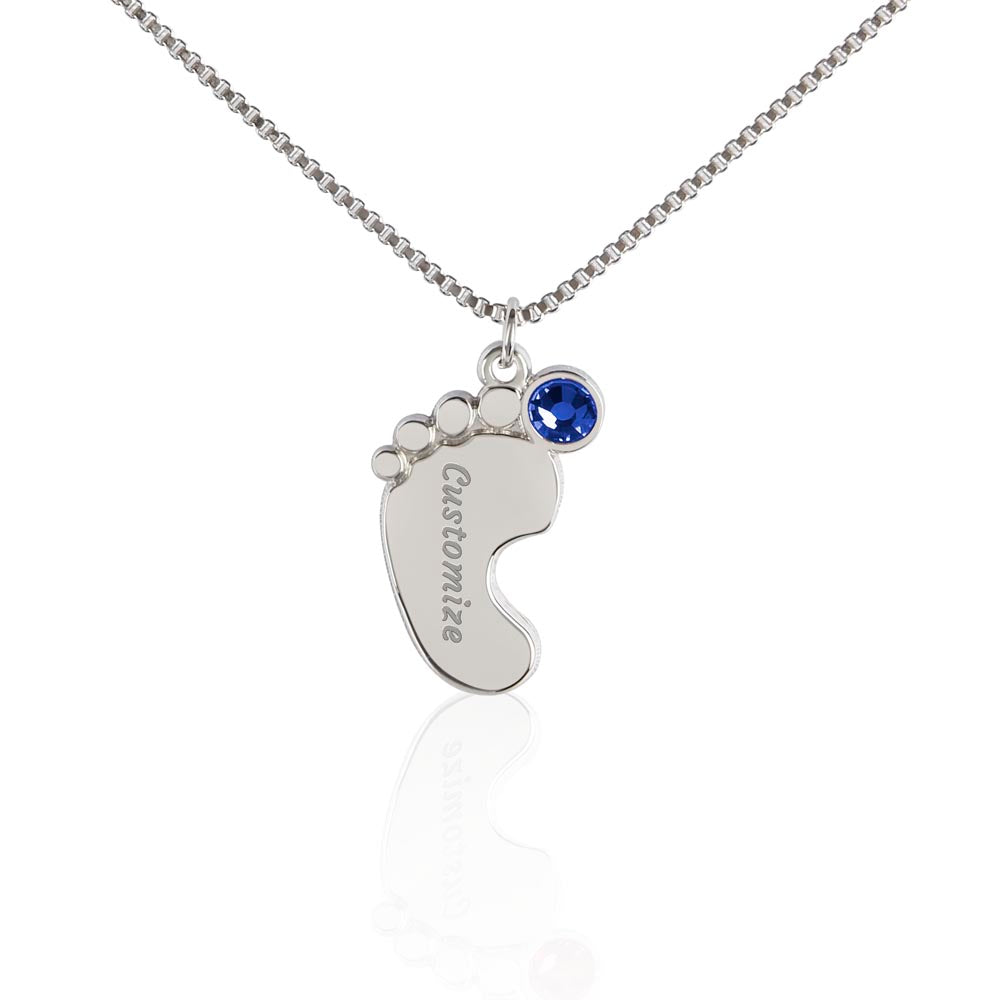 Custom Engraved Baby Feet Necklace