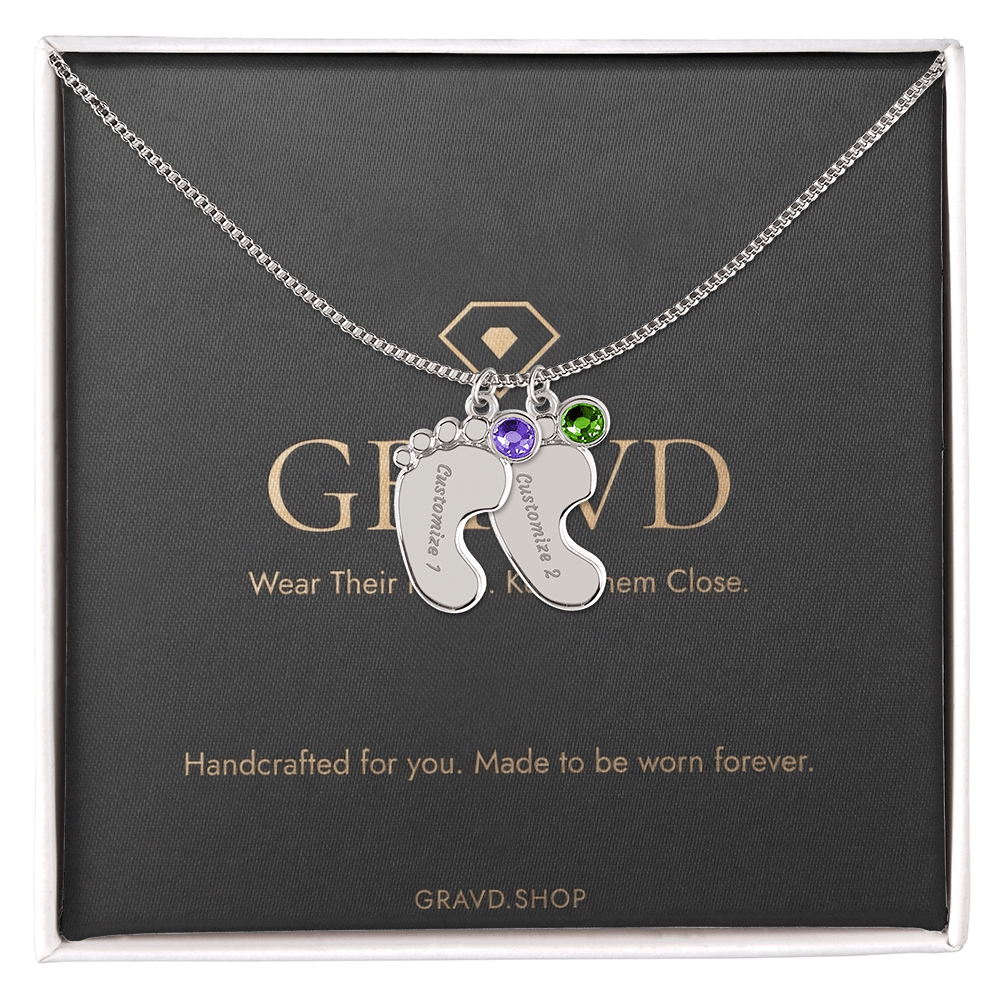 Custom Engraved Baby Feet Necklace