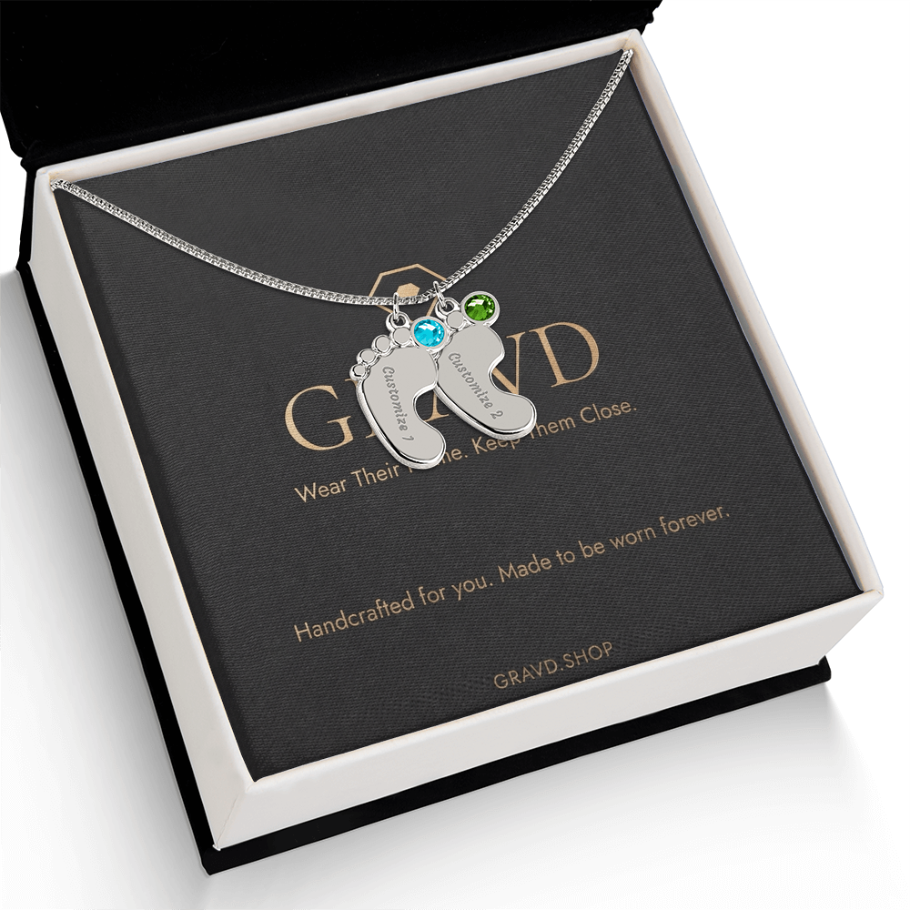Custom Engraved Baby Feet Necklace