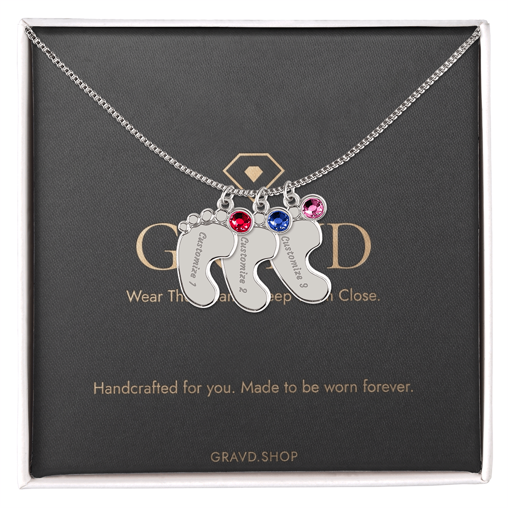 Custom Engraved Baby Feet Necklace