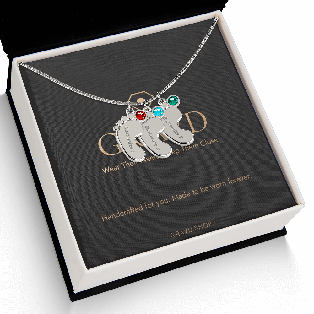 Custom Engraved Baby Feet Necklace