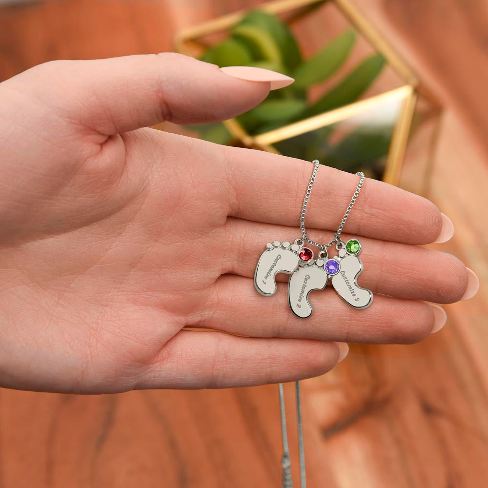 Custom Engraved Baby Feet Necklace