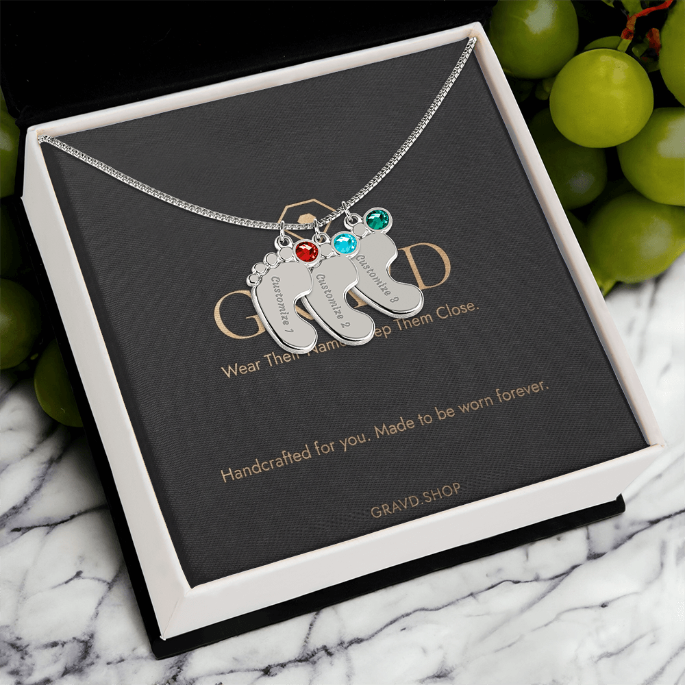 Custom Engraved Baby Feet Necklace