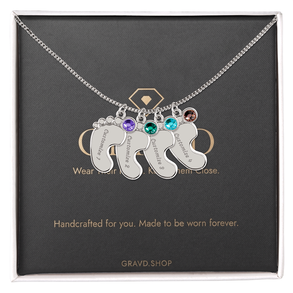 Custom Engraved Baby Feet Necklace