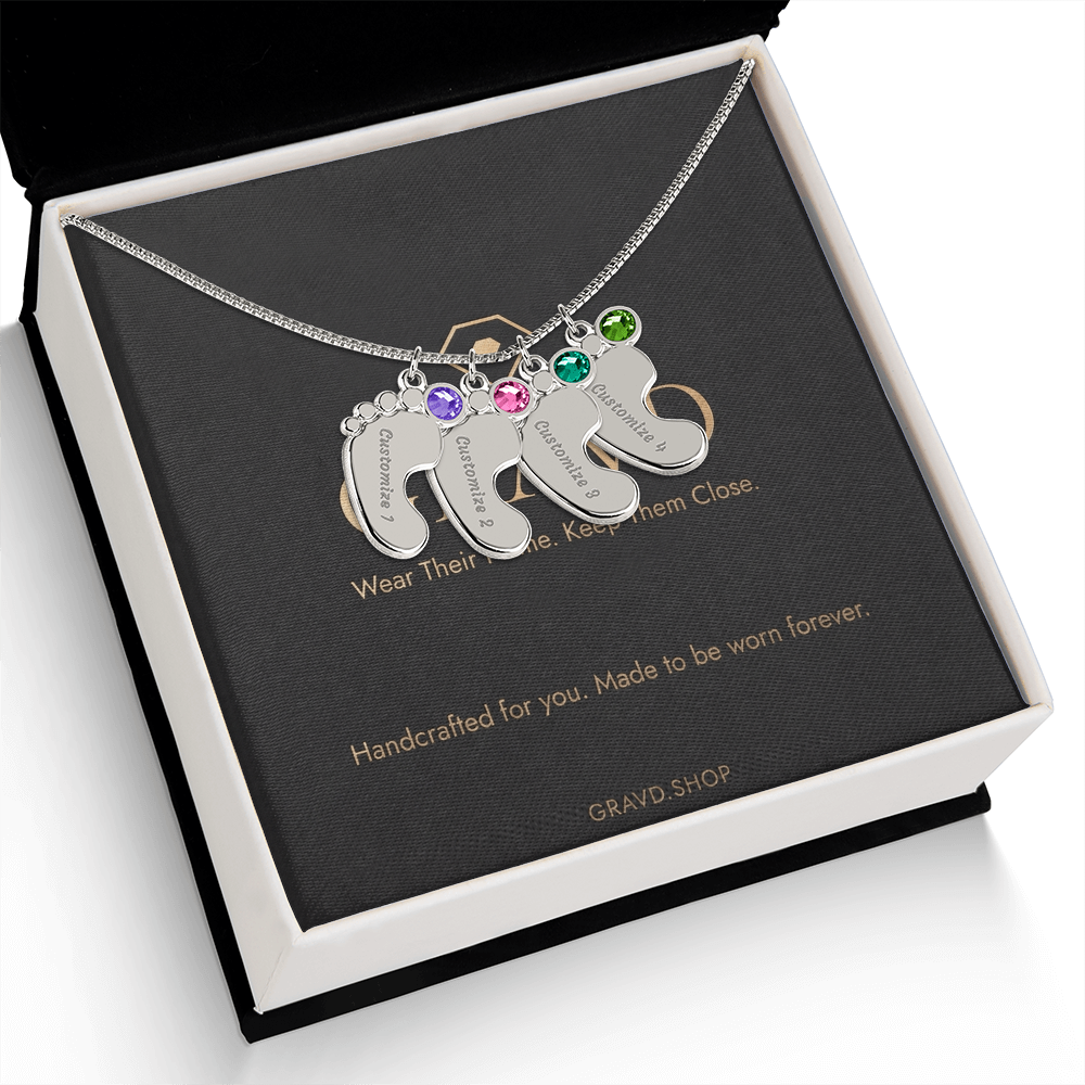 Custom Engraved Baby Feet Necklace