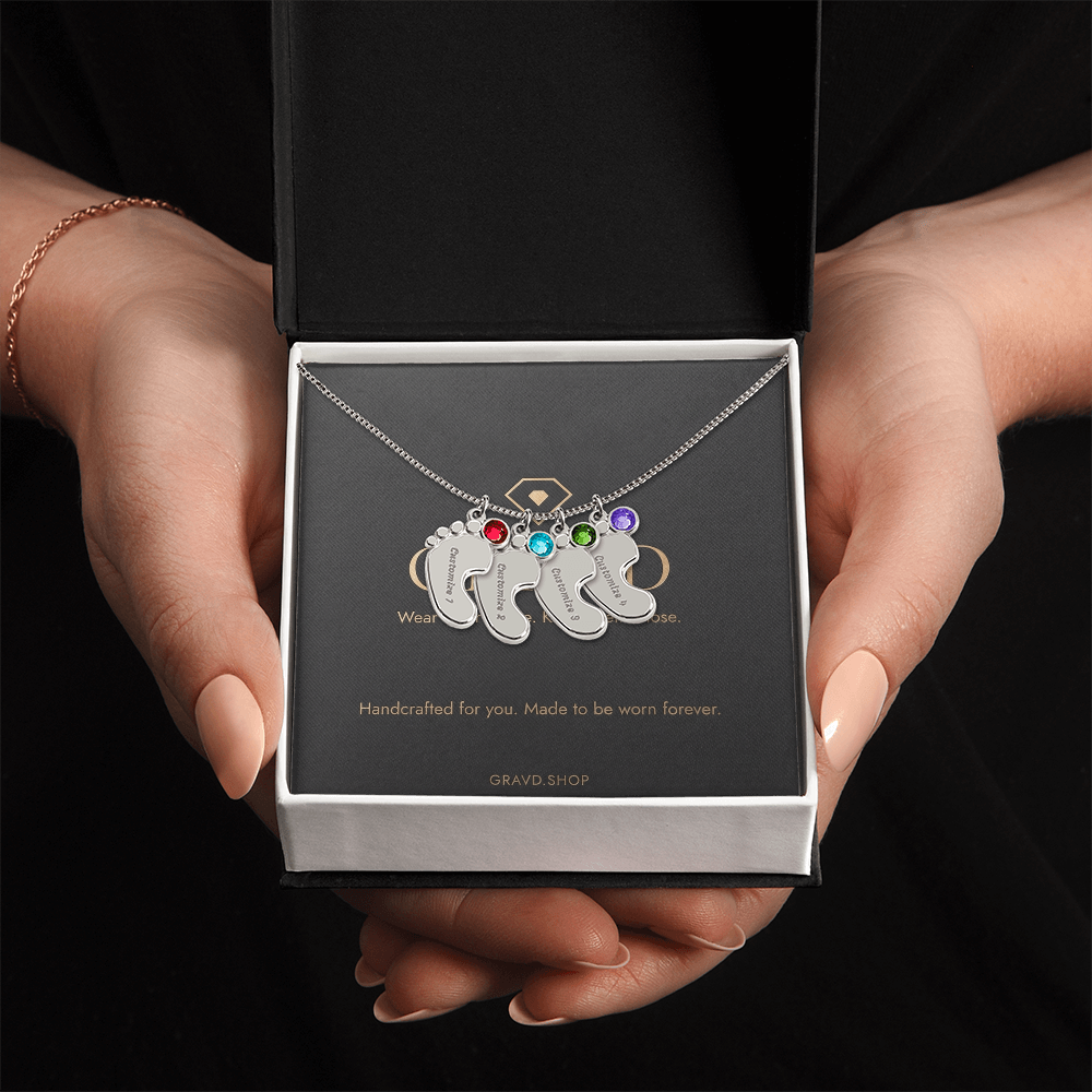 Custom Engraved Baby Feet Necklace