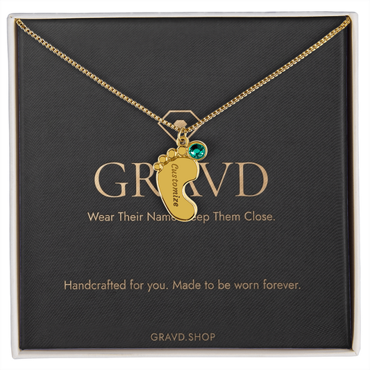 Custom Engraved Baby Feet Necklace