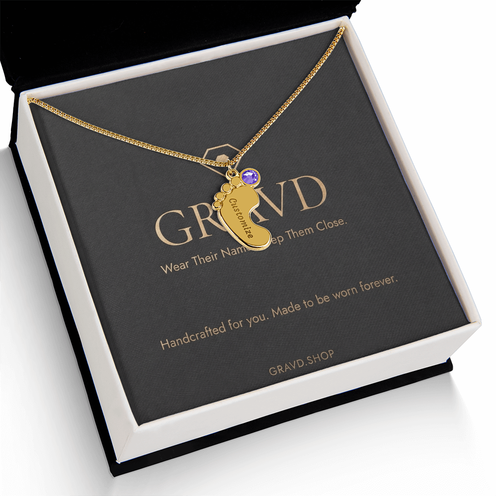 Custom Engraved Baby Feet Necklace