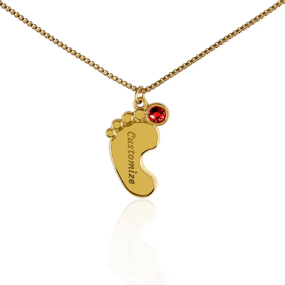 Custom Engraved Baby Feet Necklace