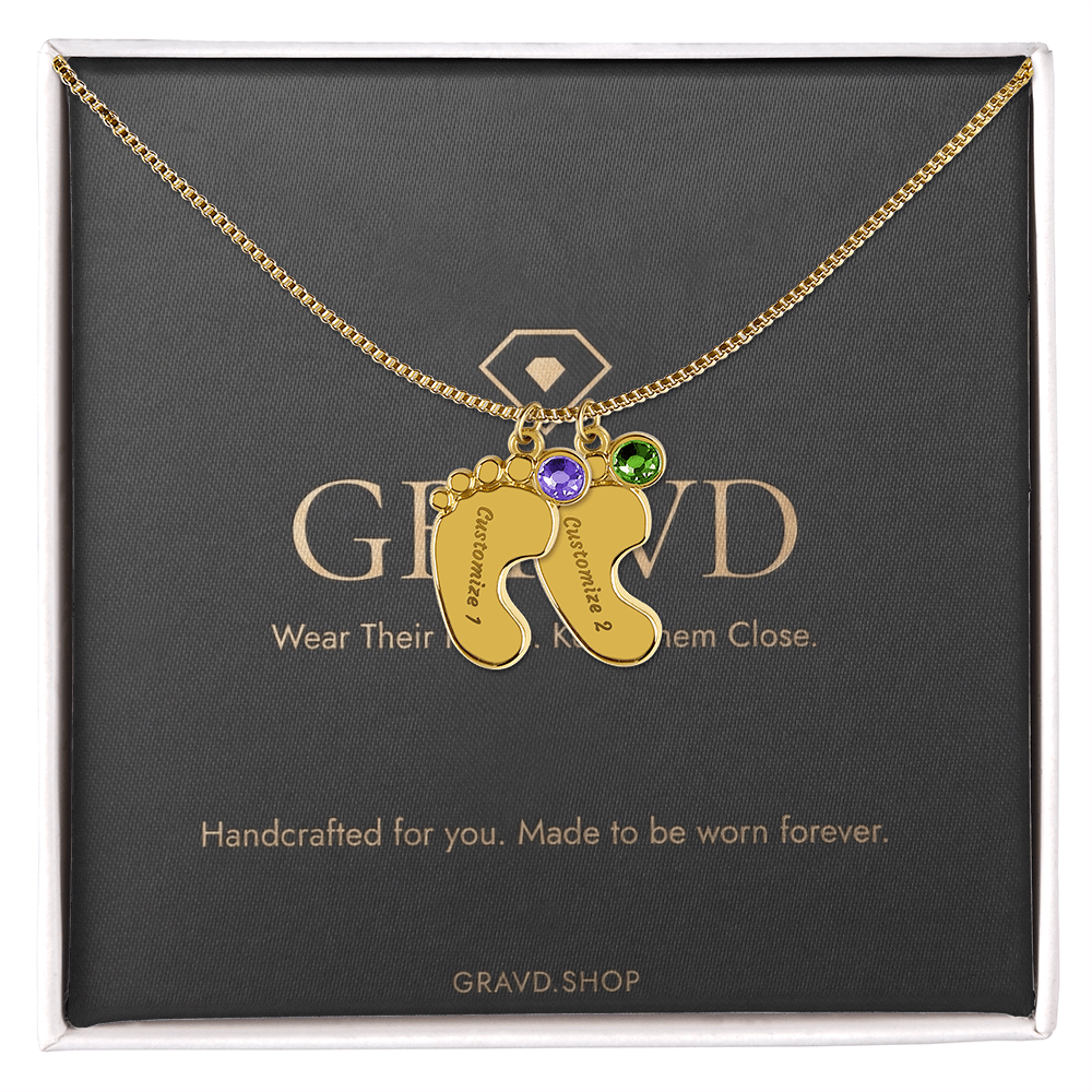Custom Engraved Baby Feet Necklace