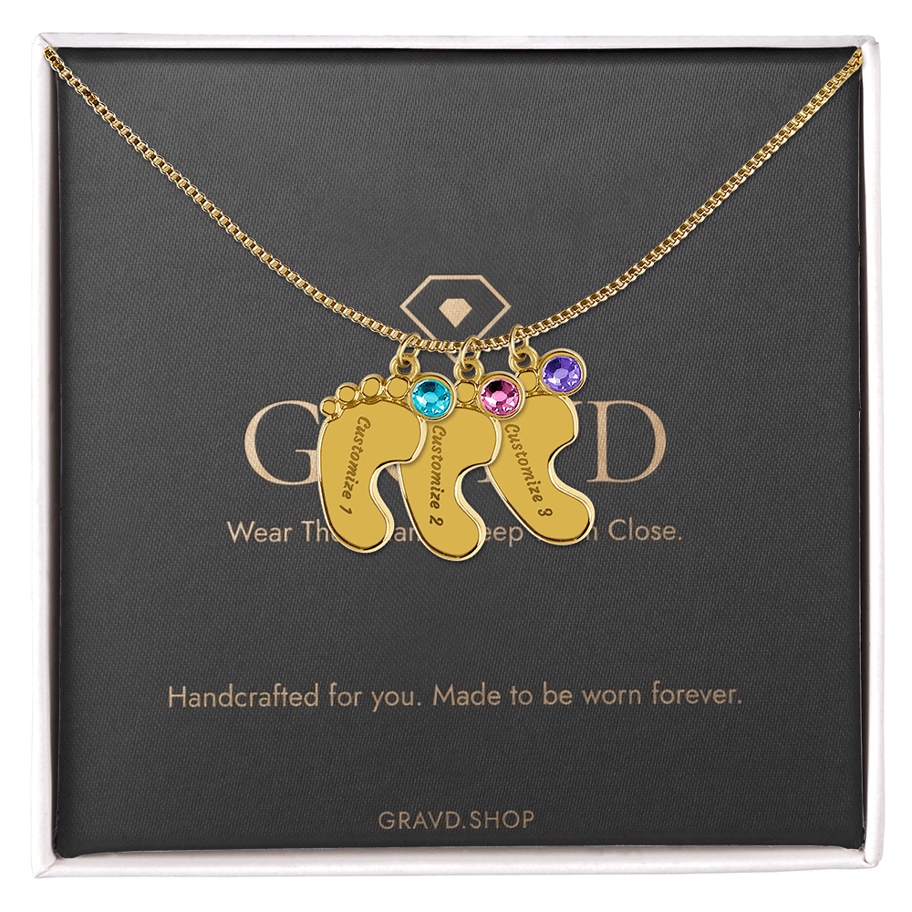 Custom Engraved Baby Feet Necklace