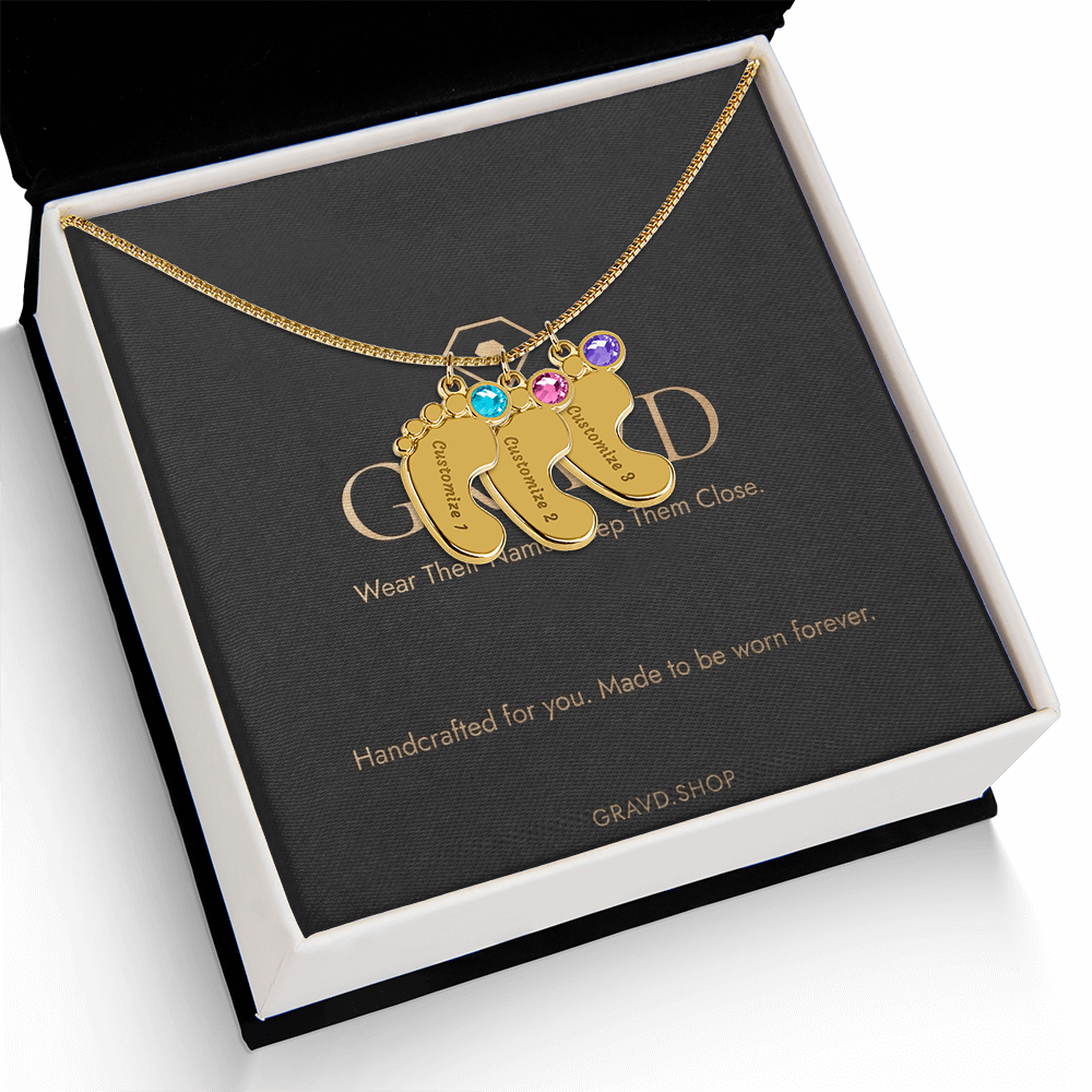 Custom Engraved Baby Feet Necklace