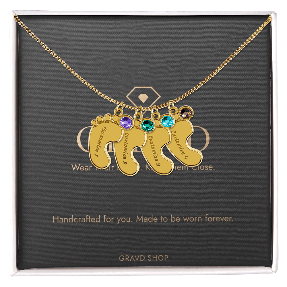 Custom Engraved Baby Feet Necklace