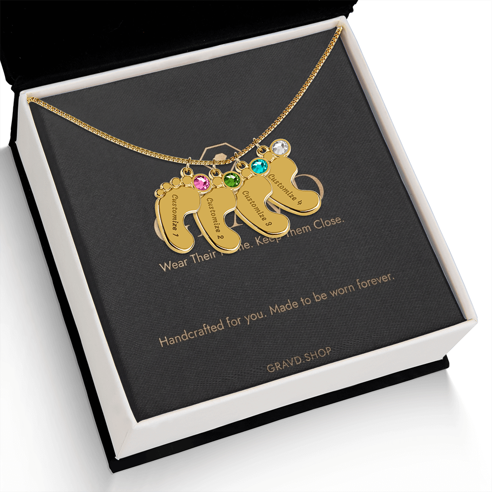 Custom Engraved Baby Feet Necklace