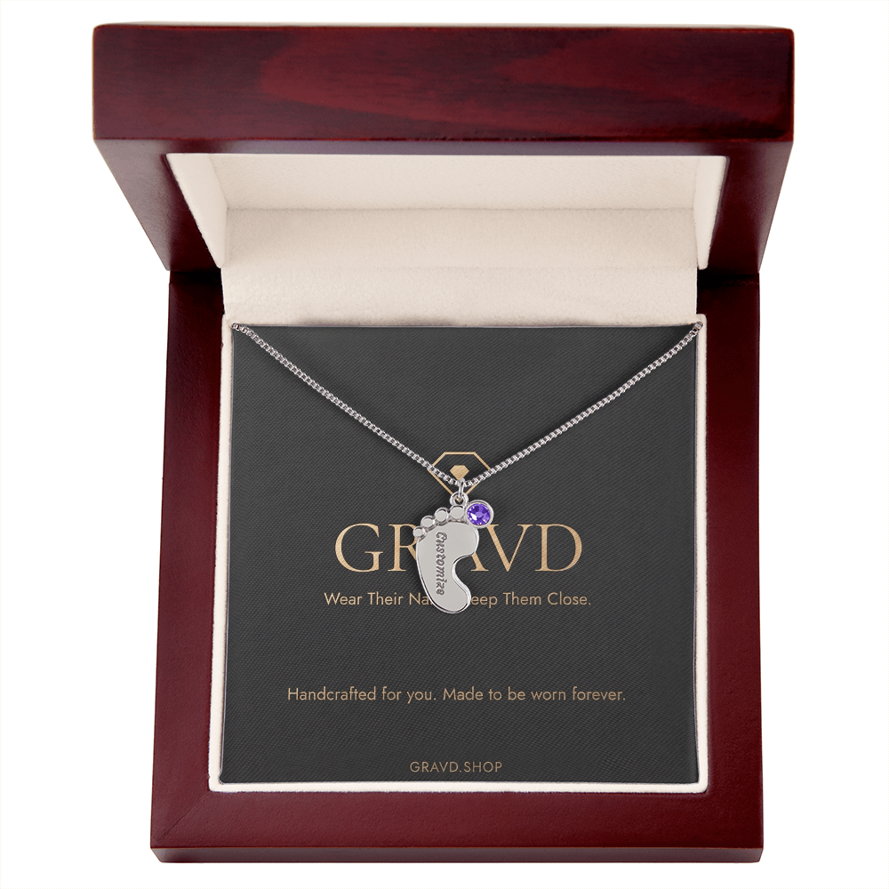Custom Engraved Baby Feet Necklace