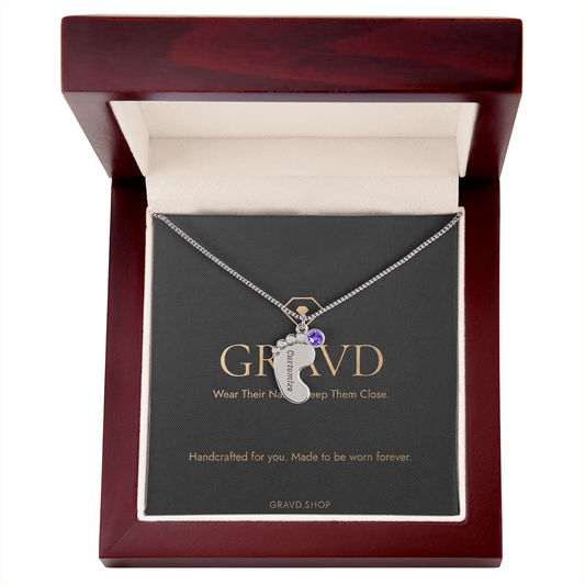 Custom Engraved Baby Feet Necklace