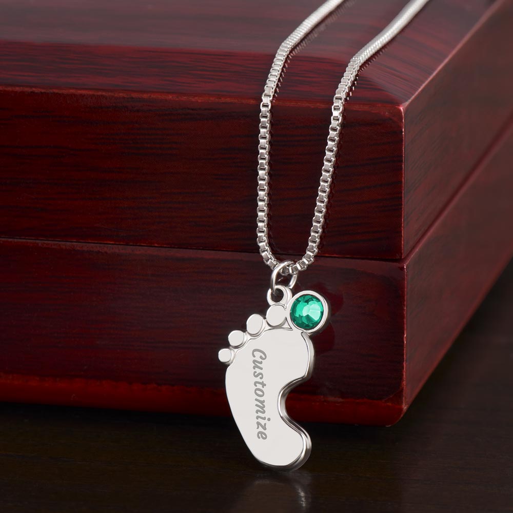 Custom Engraved Baby Feet Necklace