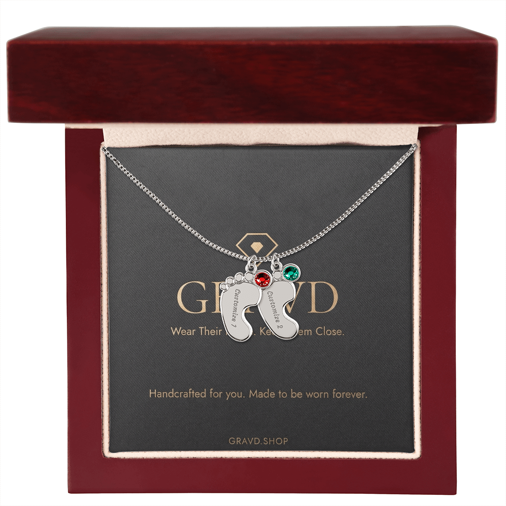Custom Engraved Baby Feet Necklace