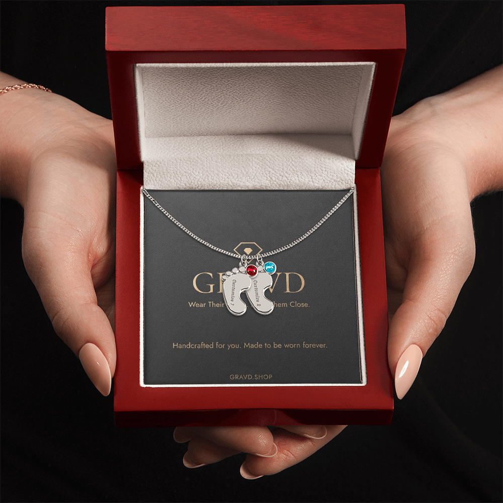 Custom Engraved Baby Feet Necklace