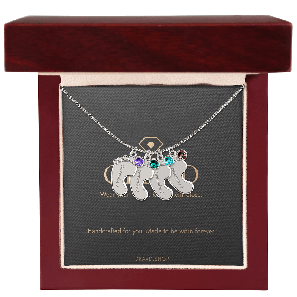 Custom Engraved Baby Feet Necklace