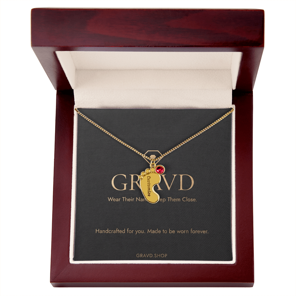 Custom Engraved Baby Feet Necklace