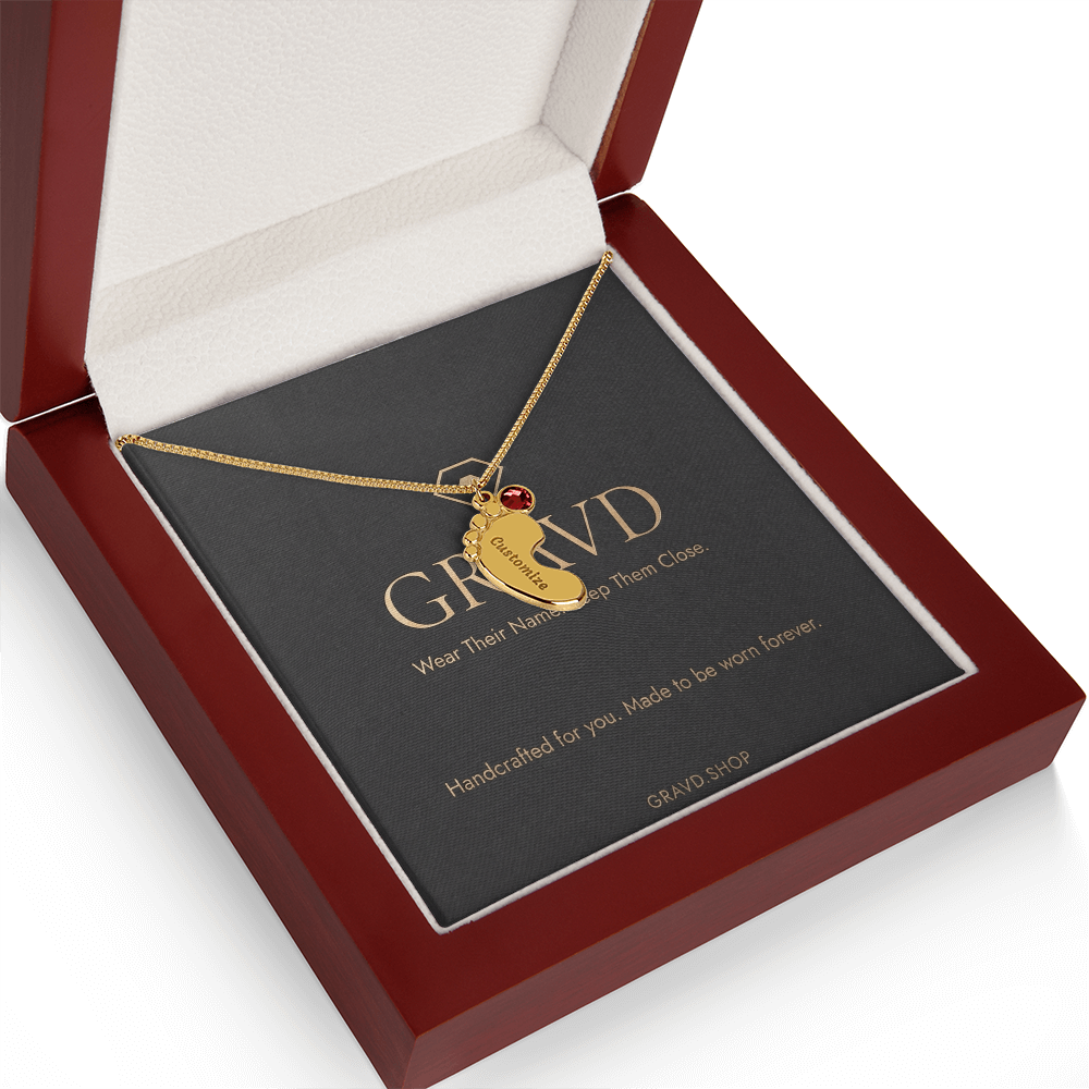 Custom Engraved Baby Feet Necklace