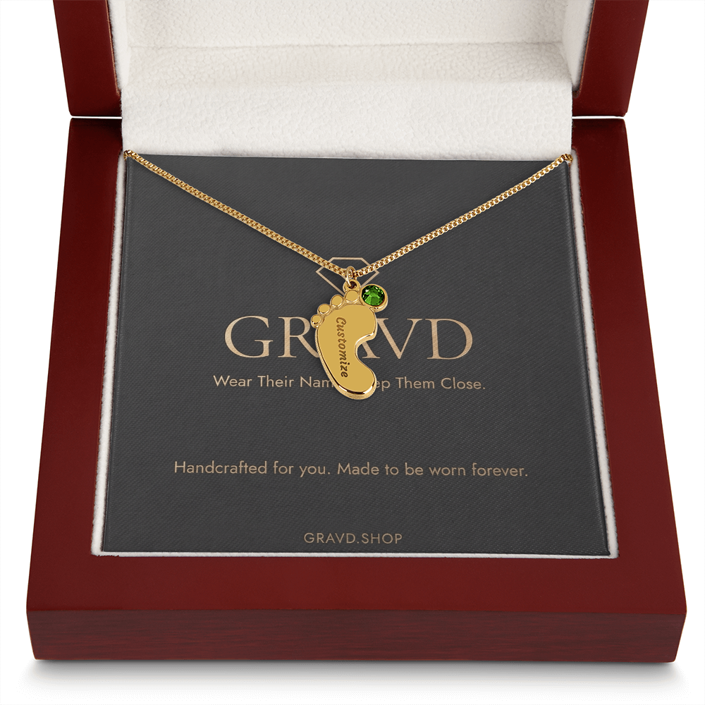 Custom Engraved Baby Feet Necklace