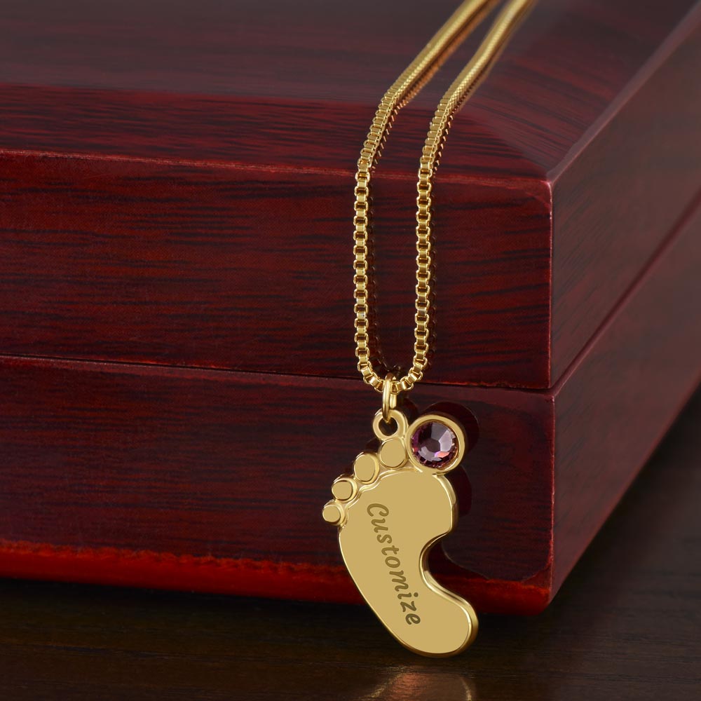 Custom Engraved Baby Feet Necklace