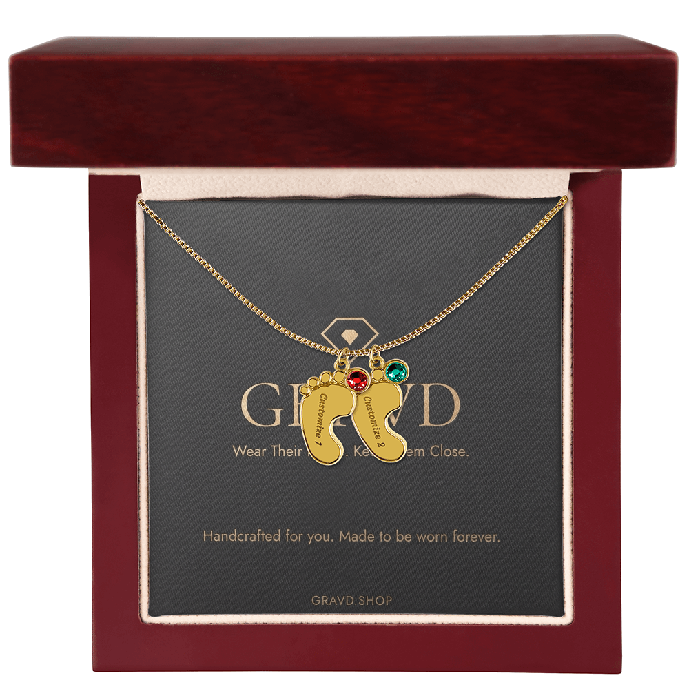 Custom Engraved Baby Feet Necklace