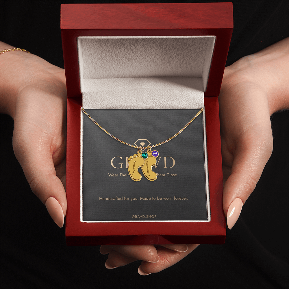 Custom Engraved Baby Feet Necklace
