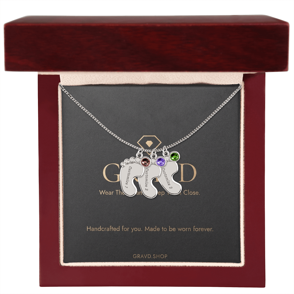 Custom Engraved Baby Feet Necklace
