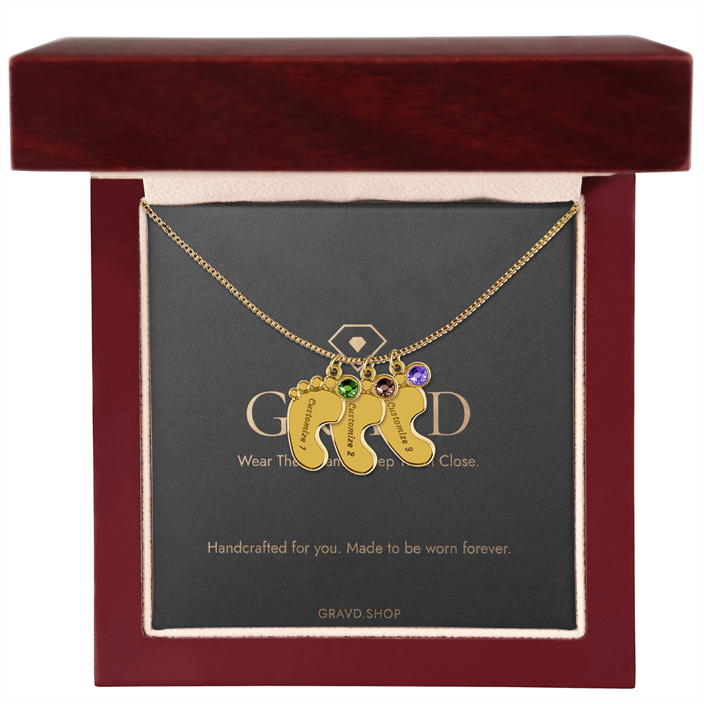 Custom Engraved Baby Feet Necklace