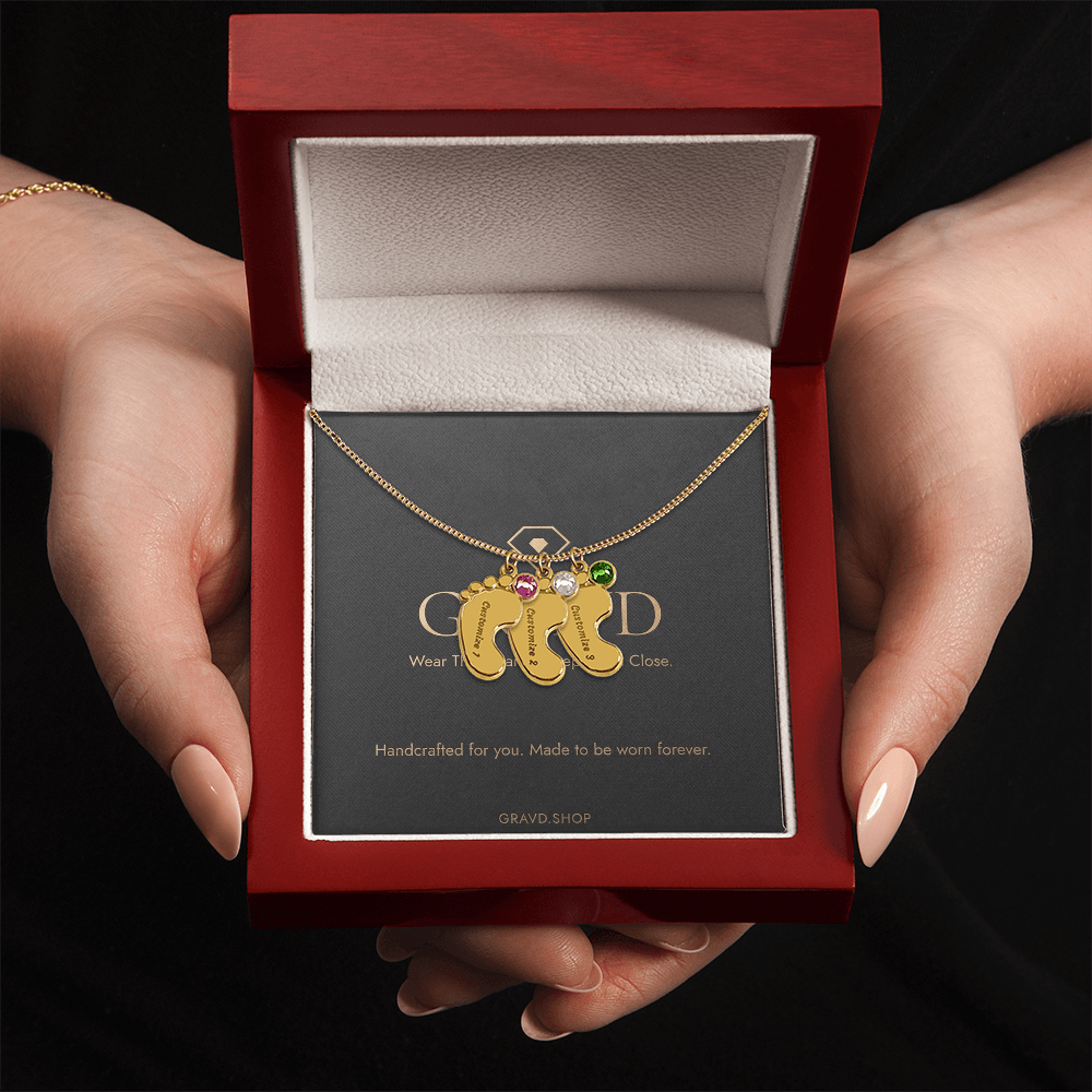 Custom Engraved Baby Feet Necklace