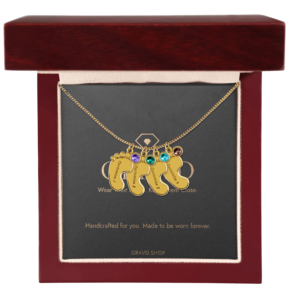 Custom Engraved Baby Feet Necklace
